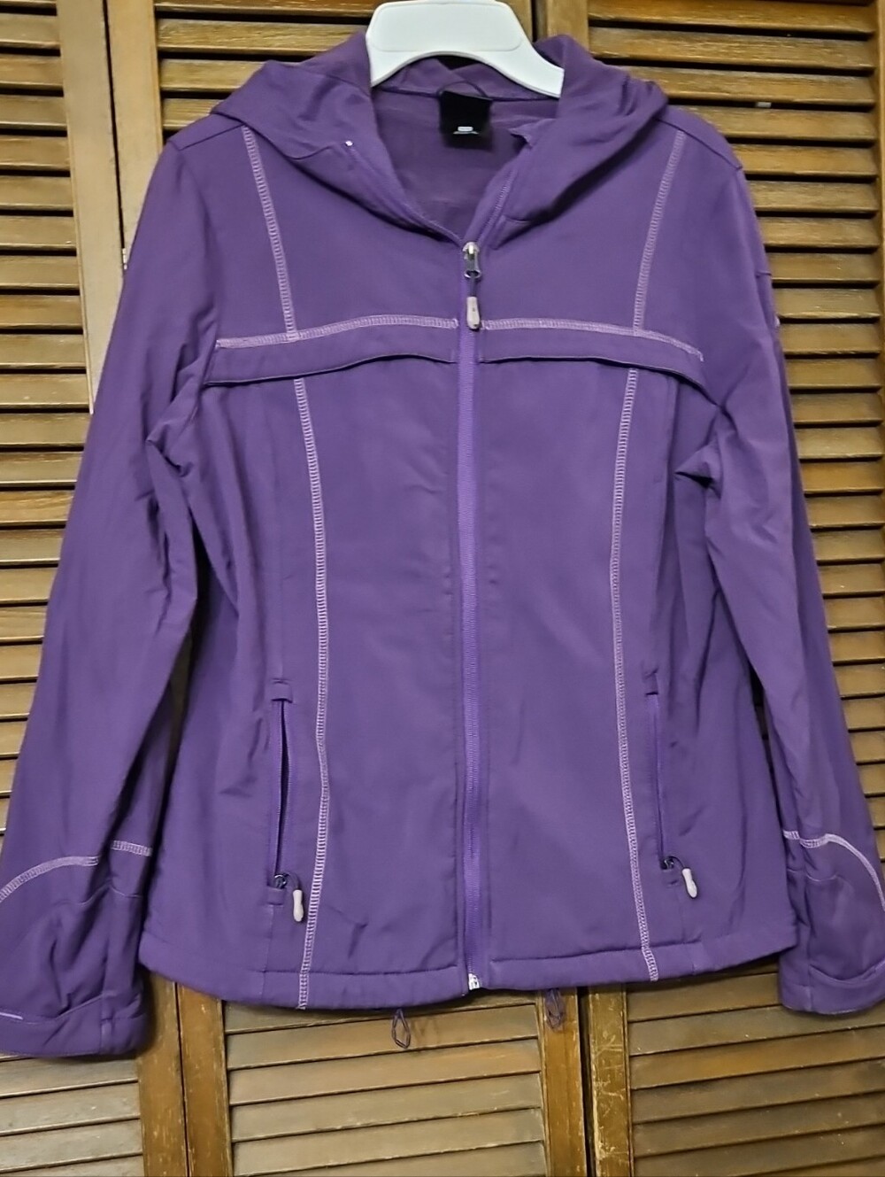 32 Degrees Weatherproof Purple Hooded Softshell Jacket